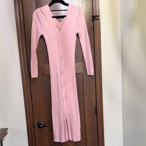 One Grey Day Ribbed Midi Dress